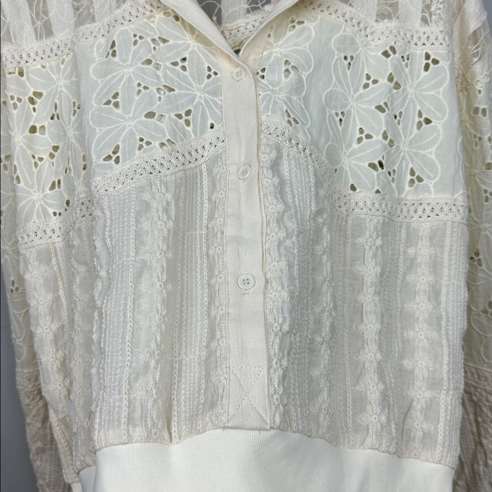 NWOT Miss Me Mixed Crochet Shirt Sz S - Picture 9 of 16